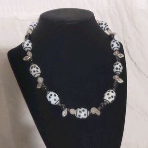 Black and white beaded necklace
